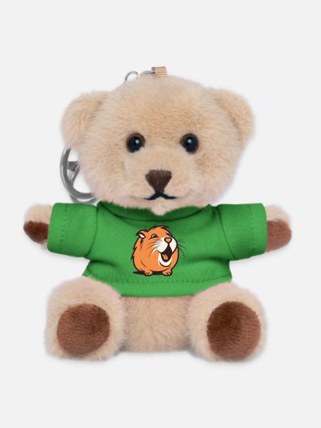 Cheerful Capybara / Guinea Pig / Hamster – Heart - Teddy Keyring - green