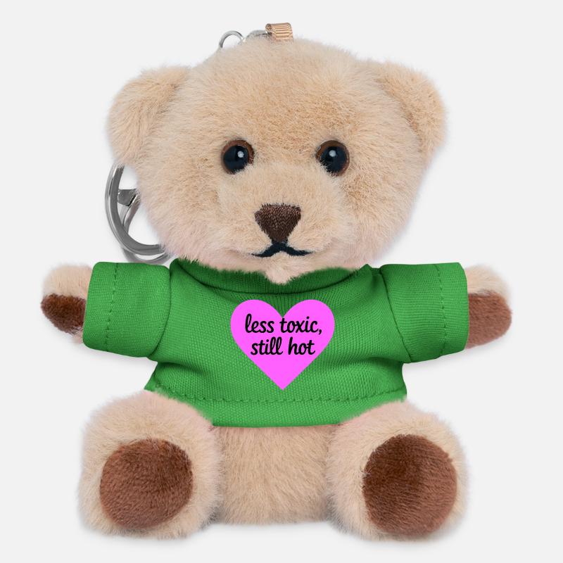 Less Toxic Still Hot Heart Design - Teddy Keyring - green