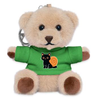 Cat silhouette in orange - Teddy Keyring - green - Front