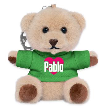 I Love Pablo Pinkes Herz Ich liebe Pablo - Teddy Schlüsselanhänger - Grün - Vorne