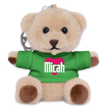 I Love Micah Pinkes Herz Ich liebe Micah - Teddy Schlüsselanhänger - Grün - Vorne