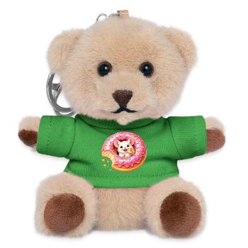 Niedliche Maus im Donut Illustration mit Biss  - Teddy Schlüsselanhänger - Grün - Vorne