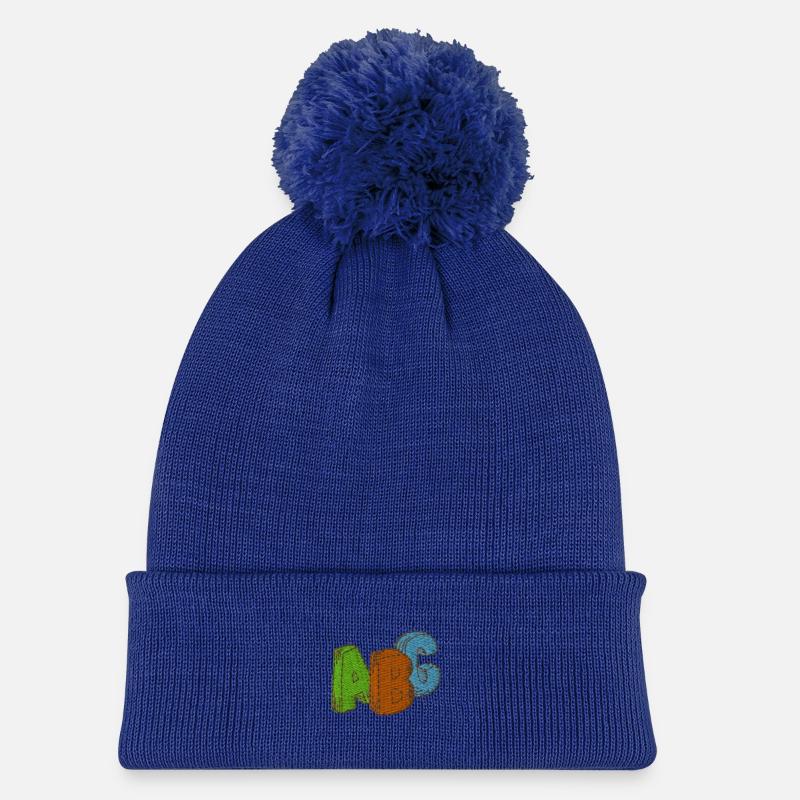 ABC - Kinder Strickmütze mit Bommel - Königsblau
