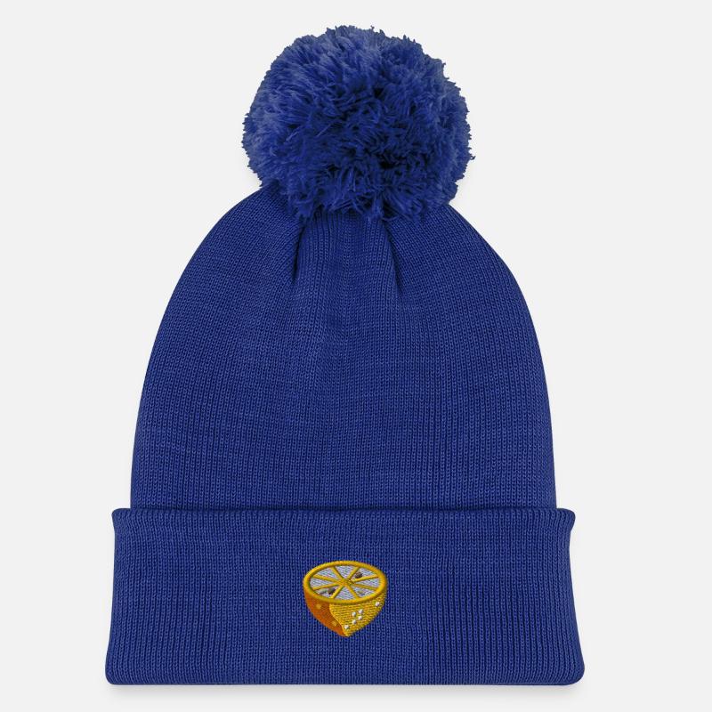 Lemon - Kids' Knitted hat with pompom - royal blue