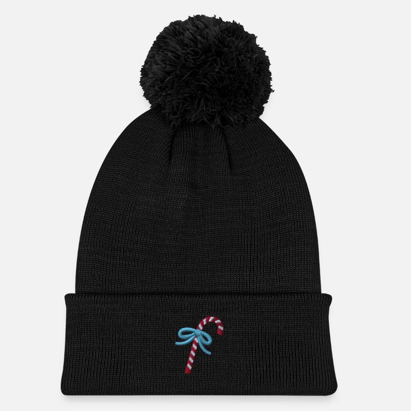 Christmas sweets embroidered - Kids' Knitted hat with pompom - black