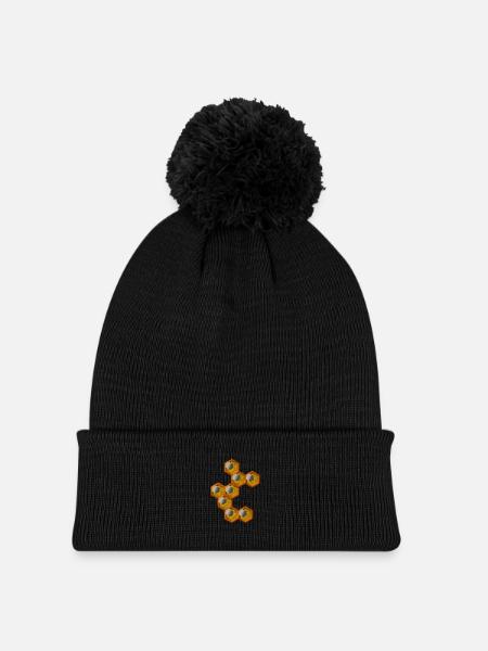 Honey - Kinder Strickmütze mit Bommel - Schwarz