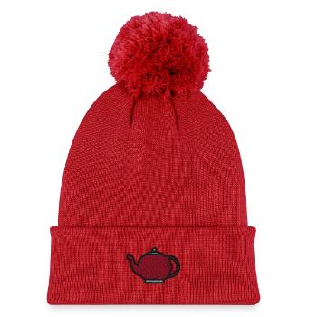 Bouilloire brodée - Bonnet tricoté à pompon Enfant - rouge - Devant