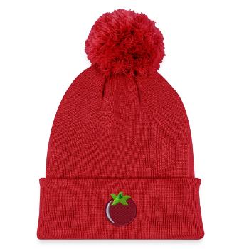 Embroidered tomato - Kids' Knitted hat with pompom - red - Front