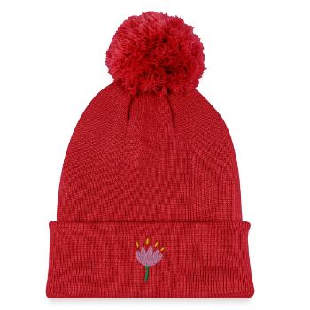 Fleur brodée - Bonnet tricoté à pompon Enfant - rouge - Devant