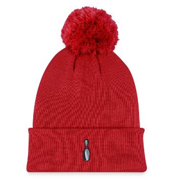 Bowling Pin bestickt - Kinder Strickmütze mit Bommel - Rot - Vorne