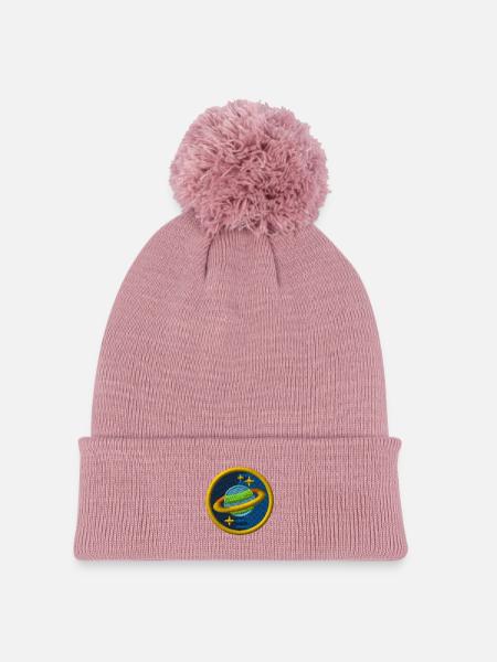 Saturn - Kinder Strickmütze mit Bommel - Altrosa