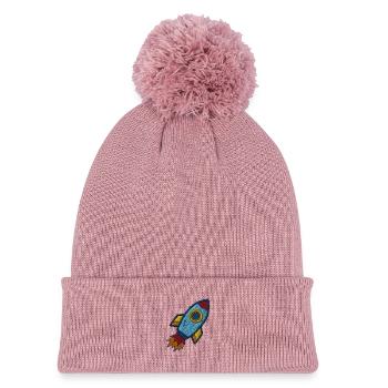 Astronef - Bonnet tricoté à pompon Enfant - rose poudré - Devant