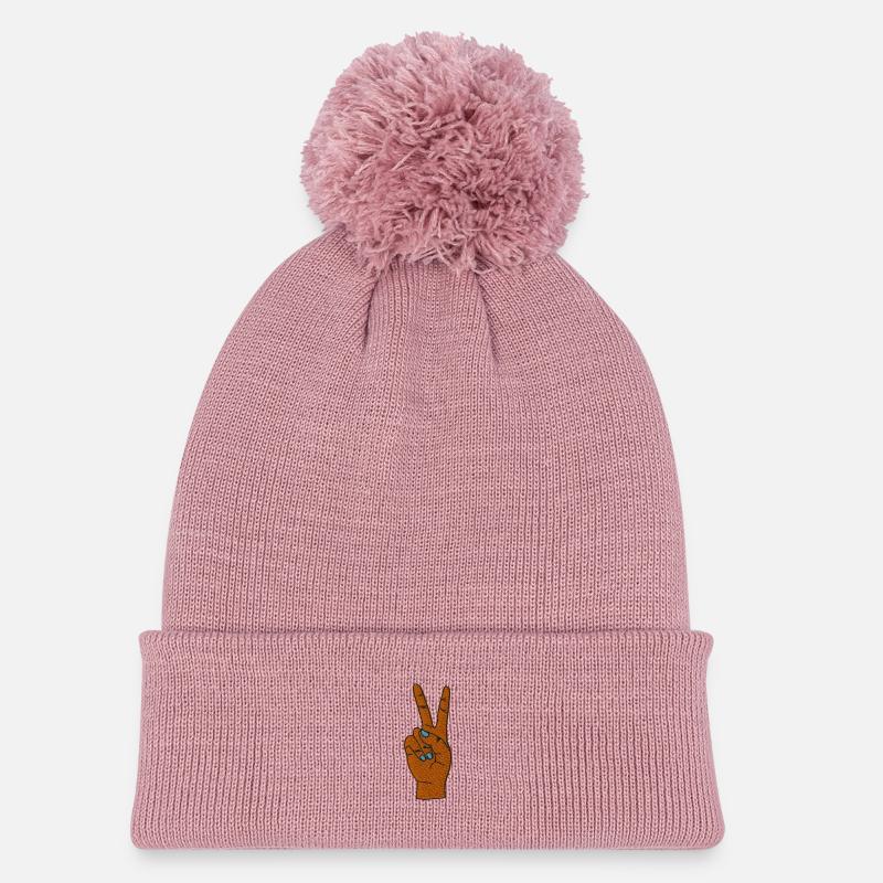 Sieg - Kinder Strickmütze mit Bommel - Altrosa