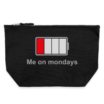 Low Battery Mondays – Low Energy Mood - Canvas Zip Pouch 22 x 23 cm - black - Front