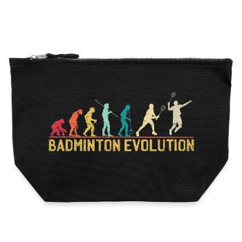 Badminton Evolution Zeitleiste Design - Canvas Reißverschluss-Täschchen (22 x 23 cm) - Schwarz - Vorne