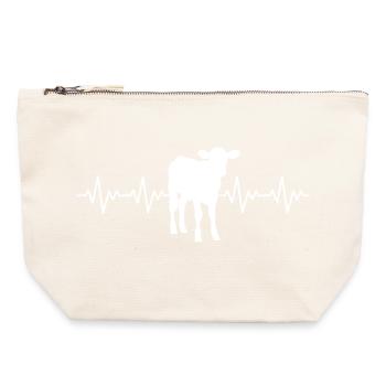 Bauer Kalb EKG Herzschlag - Canvas Reißverschluss-Täschchen (22 x 23 cm) - Naturweiß - Vorne