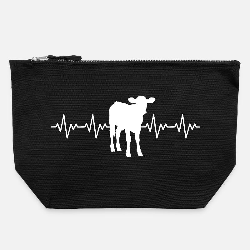 Bauer Calf ECG Heartbeat - Canvas Zip Pouch 22 x 23 cm - black
