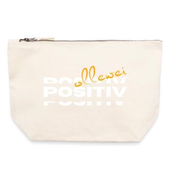 Ollewei positif - toujours positif - Pochette zippée en toile 22 x 23 cm - blanc naturel - Devant