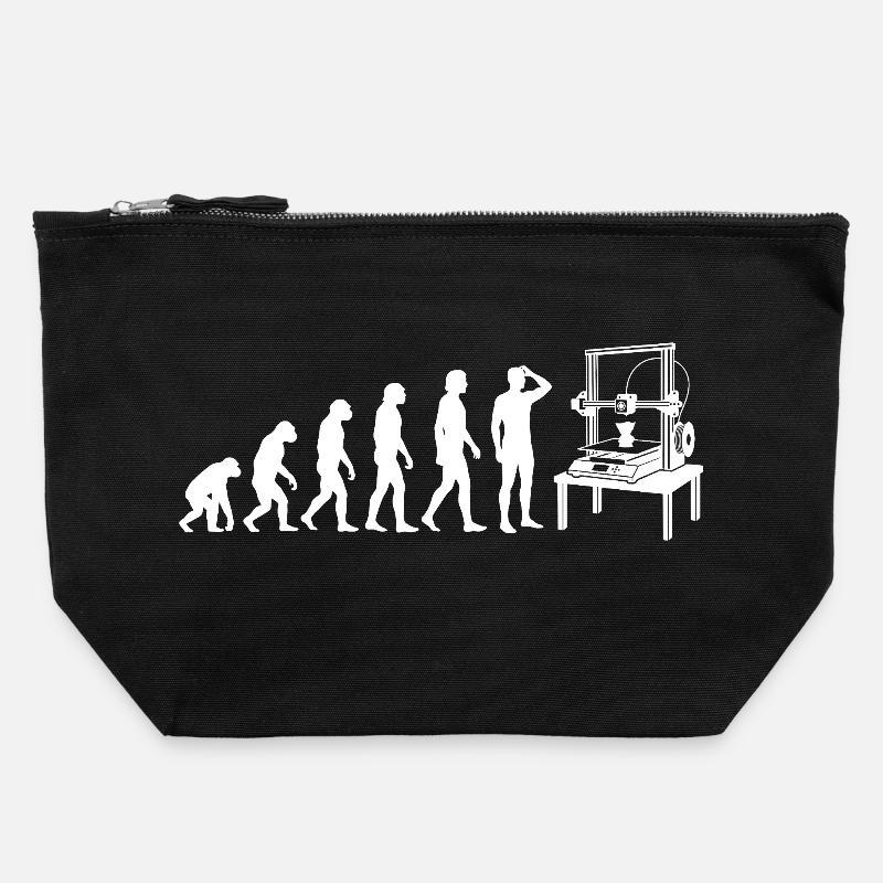 3D Printing Evolution – From Monkey to Maker - Canvas Zip Pouch 22 x 23 cm - black