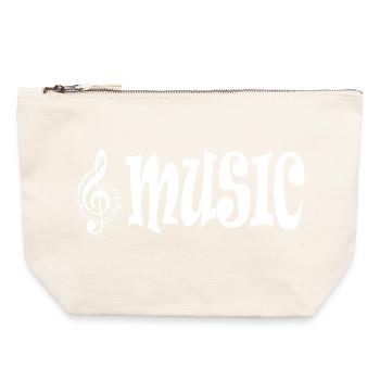 Musique - Style typographique classique rétro - Pochette zippée en toile 22 x 23 cm - blanc naturel - Devant
