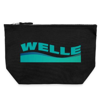 WAVE - Canvas Zip Pouch 22 x 23 cm - black - Front