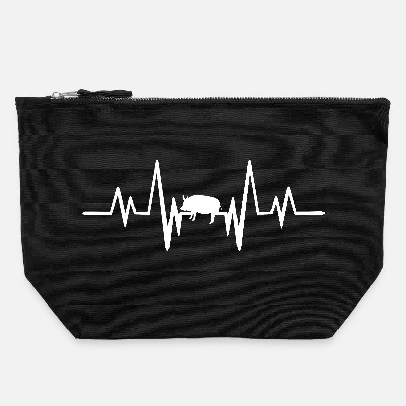 Pig heartbeat - Canvas Zip Pouch 22 x 23 cm - black