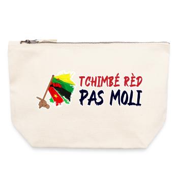 Tchimbé rèd pas moli Martinique Guadeloupe Guyane - Pochette zippée en toile 22 x 23 cm - blanc naturel - Devant