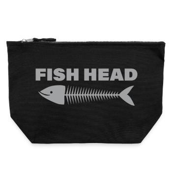FISH HEAD - Canvas Zip Pouch 22 x 23 cm - black - Front