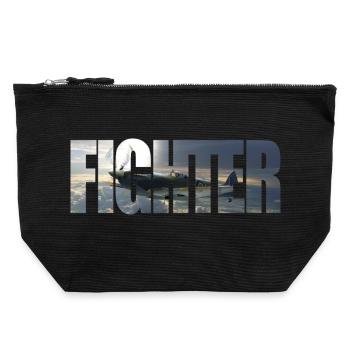 Fighter Spitfire - Canvas Reißverschluss-Täschchen (22 x 23 cm) - Schwarz - Vorne