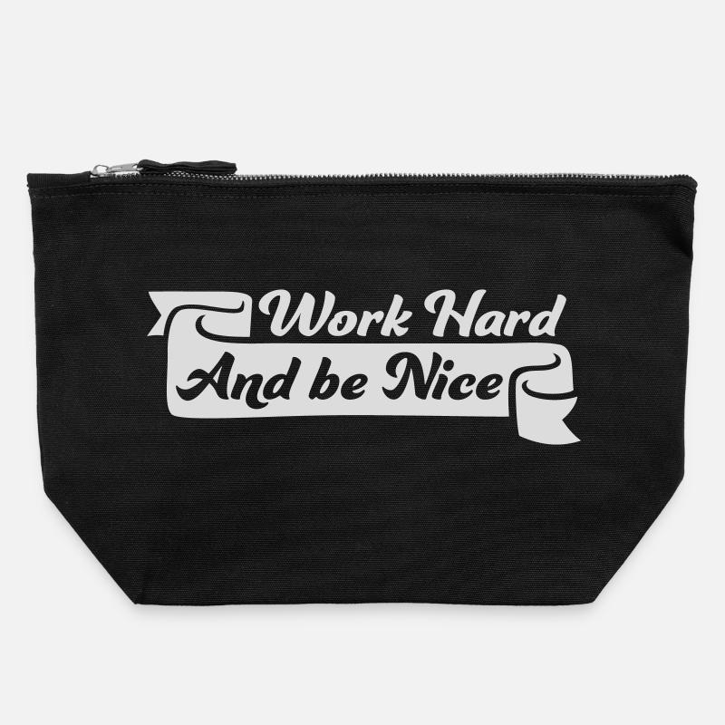 Work Hard Be Nice Motivation Positiver Geist Zitat - Pochette zippée en toile 22 x 23 cm - noir