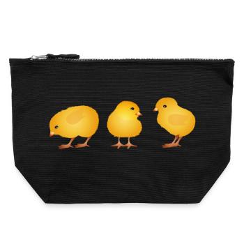 Chick – Cute Spring and Easter Motif - Canvas Zip Pouch 22 x 23 cm - black - Front