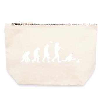 Évolution du curling : Art drôle des sports d’hiver - Pochette zippée en toile 22 x 23 cm - blanc naturel - Devant