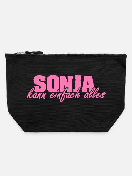 Frau Sonja - Canvas Reißverschluss-Täschchen (22 x 23 cm) - Schwarz