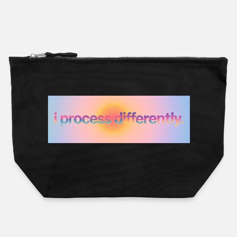 Je traite différemment - Pochette zippée en toile 22 x 23 cm - noir
