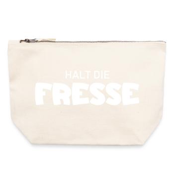 Halt die Fresse - Cooler Spruch - Canvas Reißverschluss-Täschchen (22 x 23 cm) - Naturweiß - Vorne