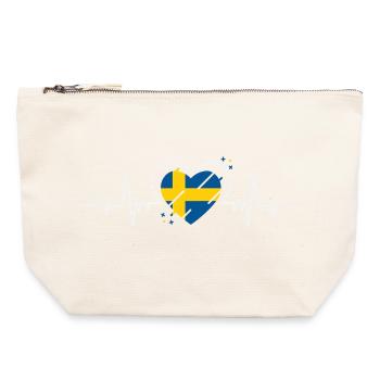 Schweden Herz Herzschlag Flagge Geschenk - Canvas Reißverschluss-Täschchen (22 x 23 cm) - Naturweiß - Vorne