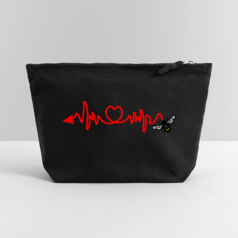 Cardio-Herzfrequenz, Biene mit Stachel oder Pfeil Canvas Reißverschluss-Täschchen (22 x 23 cm)