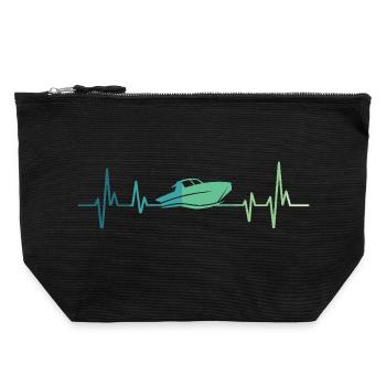Bateau à moteur heartbeat bateau rapide sportboat - Pochette zippée en toile 22 x 23 cm - noir - Devant