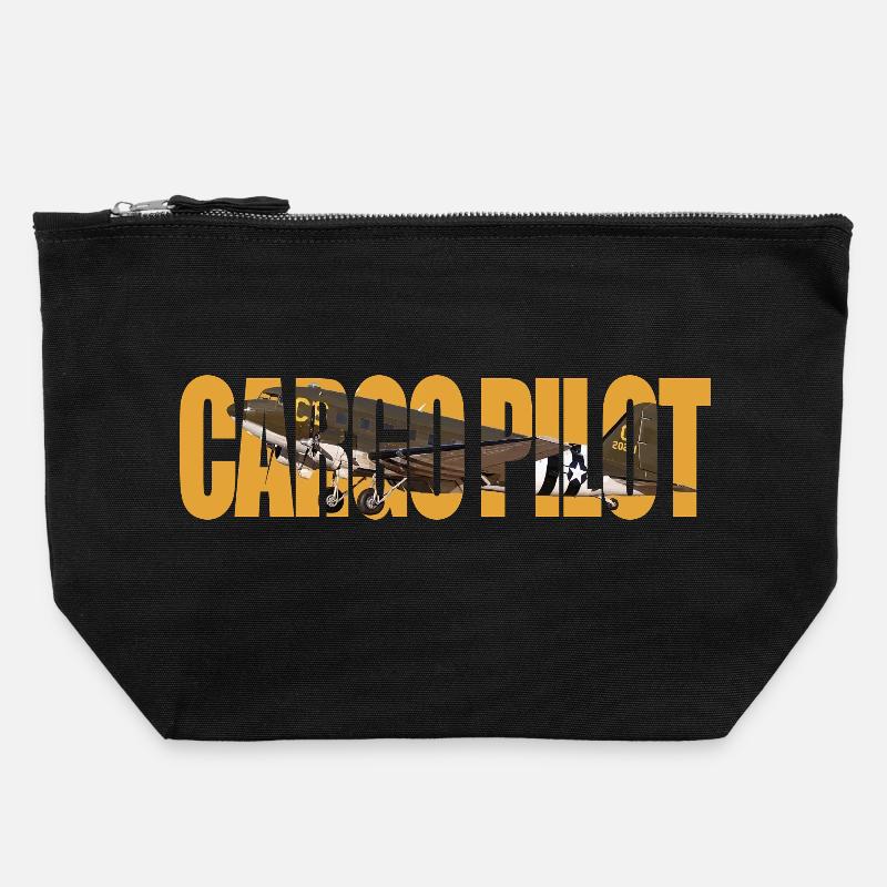 Pilote cargo C-47 - Pochette zippée en toile 22 x 23 cm - noir