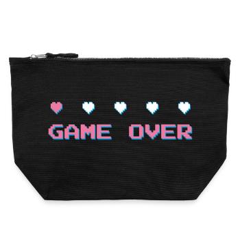 Game Over - Gamer - Computerspiel 90er Konsole - Canvas Reißverschluss-Täschchen (22 x 23 cm) - Schwarz - Vorne