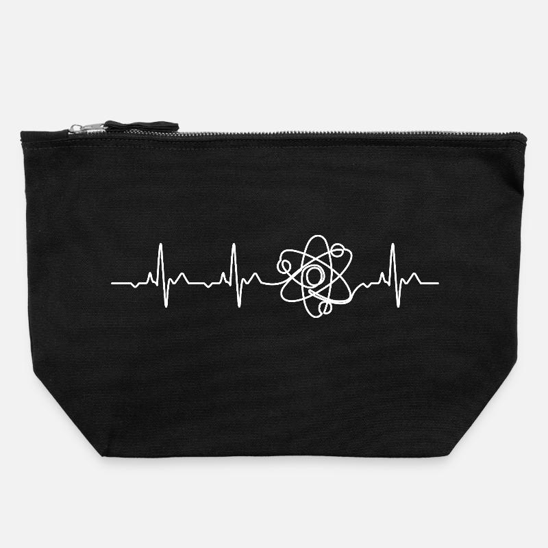 Science Heartbeat Atom - Canvas Zip Pouch 22 x 23 cm - black