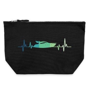 Motorboat Heartbeat Yacht Captain - Canvas Zip Pouch 22 x 23 cm - black - Front