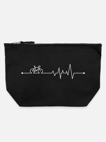 Cycling Pulse Fahrradgrafik - Canvas Reißverschluss-Täschchen (22 x 23 cm) - Schwarz