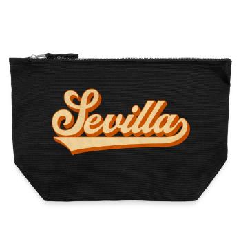 Sevilla Retro Schriftzug - Canvas Reißverschluss-Täschchen (22 x 23 cm) - Schwarz - Vorne