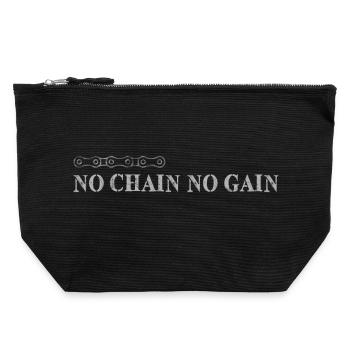 No Chain No Gain - Canvas Zip Pouch 22 x 23 cm - black - Front