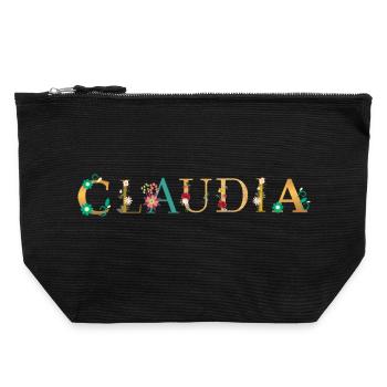 Le nom de CLAUDIA est fleuri - Pochette zippée en toile 22 x 23 cm - noir - Devant