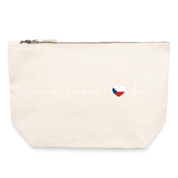 Heartbeat Flagge der Tschechischen Republik - Canvas Reißverschluss-Täschchen (22 x 23 cm) - Naturweiß - Vorne
