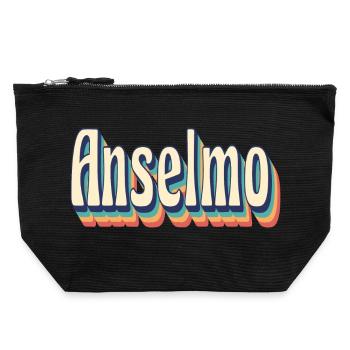 Vintage Anselmo Retro T-Shirt Geschenk T-Shirt - Canvas Reißverschluss-Täschchen (22 x 23 cm) - Schwarz - Vorne