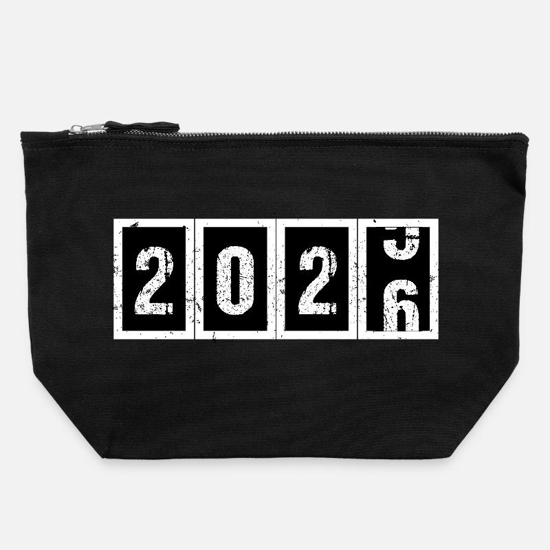 Jahr 2026 - Canvas Reißverschluss-Täschchen (22 x 23 cm) - Schwarz