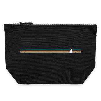 Striped Retro Cat Silhouette - Canvas Zip Pouch 22 x 23 cm - black - Front